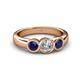 4 - Naava Diamond and Blue Sapphire Three Stone Engagement Ring 