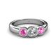 4 - Naava Diamond and Pink Sapphire Three Stone Engagement Ring 