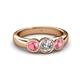 4 - Naava Diamond and Pink Tourmaline Three Stone Engagement Ring 
