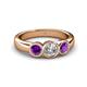 4 - Naava Diamond and Amethyst Three Stone Engagement Ring 