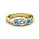 4 - Naava Diamond and Blue Topaz Three Stone Engagement Ring 
