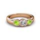 4 - Naava Diamond and Peridot Three Stone Engagement Ring 