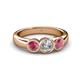 4 - Naava Diamond and Rhodolite Garnet Three Stone Engagement Ring 