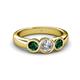 4 - Naava Diamond and Emerald Three Stone Engagement Ring 