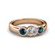 4 - Naava Blue and White Diamond Three Stone Engagement Ring 
