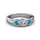 4 - Naava Diamond and London Blue Topaz Three Stone Engagement Ring 