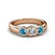 4 - Naava Diamond and London Blue Topaz Three Stone Engagement Ring 