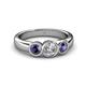 4 - Naava Diamond and Iolite Three Stone Engagement Ring 