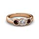 4 - Naava Diamond and Red Garnet Three Stone Engagement Ring 