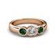 4 - Naava Diamond and Emerald Three Stone Engagement Ring 