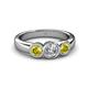 4 - Naava Yellow and White Diamond Three Stone Engagement Ring 