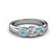 4 - Naava Diamond and Aquamarine Three Stone Engagement Ring 