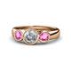 1 - Naava Diamond and Pink Sapphire Three Stone Engagement Ring 
