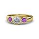 1 - Naava Diamond and Amethyst Three Stone Engagement Ring 