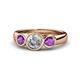 1 - Naava Diamond and Amethyst Three Stone Engagement Ring 