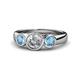 1 - Naava Diamond and Blue Topaz Three Stone Engagement Ring 