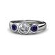 1 - Naava Diamond and Blue Sapphire Three Stone Engagement Ring 