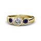 1 - Naava Diamond and Blue Sapphire Three Stone Engagement Ring 
