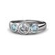 1 - Naava Diamond and Aquamarine Three Stone Engagement Ring 