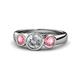 1 - Naava Diamond and Pink Tourmaline Three Stone Engagement Ring 