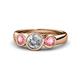 1 - Naava Diamond and Pink Tourmaline Three Stone Engagement Ring 