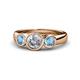 1 - Naava Diamond and Blue Topaz Three Stone Engagement Ring 