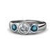1 - Naava Blue and White Diamond Three Stone Engagement Ring 
