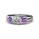 1 - Naava Diamond and Amethyst Three Stone Engagement Ring 