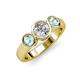 2 - Naava Diamond and Aquamarine Three Stone Engagement Ring 