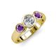 2 - Naava Diamond and Amethyst Three Stone Engagement Ring 
