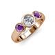2 - Naava Diamond and Amethyst Three Stone Engagement Ring 