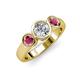 2 - Naava Diamond and Rhodolite Garnet Three Stone Engagement Ring 