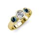 2 - Naava Blue and White Diamond Three Stone Engagement Ring 