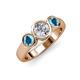 2 - Naava Diamond and London Blue Topaz Three Stone Engagement Ring 