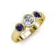 2 - Naava Diamond and Blue Sapphire Three Stone Engagement Ring 