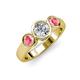 2 - Naava Diamond and Pink Tourmaline Three Stone Engagement Ring 