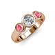 2 - Naava Diamond and Pink Tourmaline Three Stone Engagement Ring 