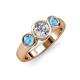 2 - Naava Diamond and Blue Topaz Three Stone Engagement Ring 
