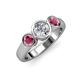 2 - Naava Diamond and Rhodolite Garnet Three Stone Engagement Ring 