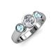 2 - Naava Diamond and Aquamarine Three Stone Engagement Ring 
