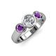2 - Naava Diamond and Amethyst Three Stone Engagement Ring 