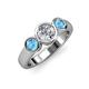 2 - Naava Diamond and Blue Topaz Three Stone Engagement Ring 