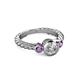 3 - Azalea Diamond and Amethyst Three Stone Engagement Ring 
