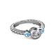 3 - Azalea Diamond and Blue Topaz Three Stone Engagement Ring 