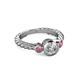 3 - Azalea Diamond and Rhodolite Garnet Three Stone Engagement Ring 