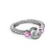 3 - Azalea Diamond and Pink Sapphire Three Stone Engagement Ring 