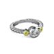 3 - Azalea Yellow and White Diamond Three Stone Engagement Ring 