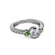 3 - Azalea Diamond and Green Garnet Three Stone Engagement Ring 