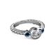 3 - Azalea Blue and White Diamond Three Stone Engagement Ring 