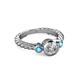 3 - Azalea Diamond and London Blue Topaz Three Stone Engagement Ring 